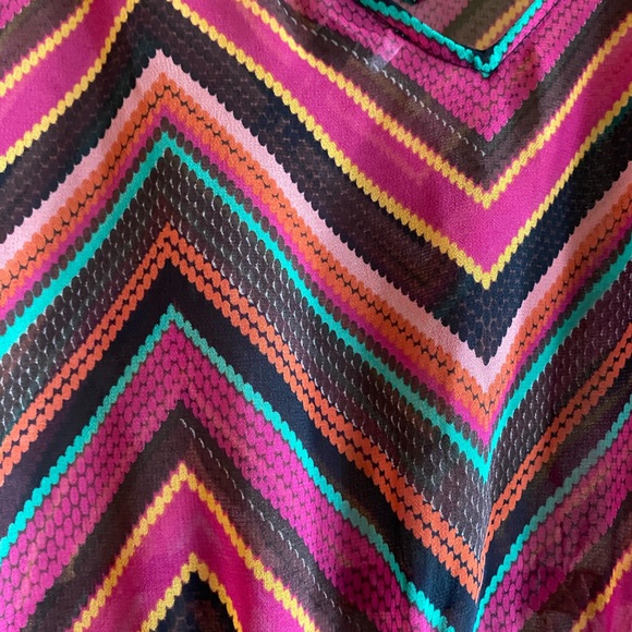 2/$25- Double V-Neck Sheer Psychedelic Raglan Blouse - Picture 8 of 8